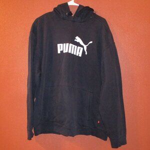 Puma Athletics Men Large Black Graphic Cat Long Sleeve Pullover Hoodie